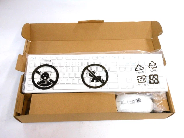 New Dell OEM US Wireless White Keyboard & Mouse WK636P W5MKR ( Without Battery ) New Dell OEM US Wireless White Keyboard & Mouse WK636P W5MKR ( Without Battery )