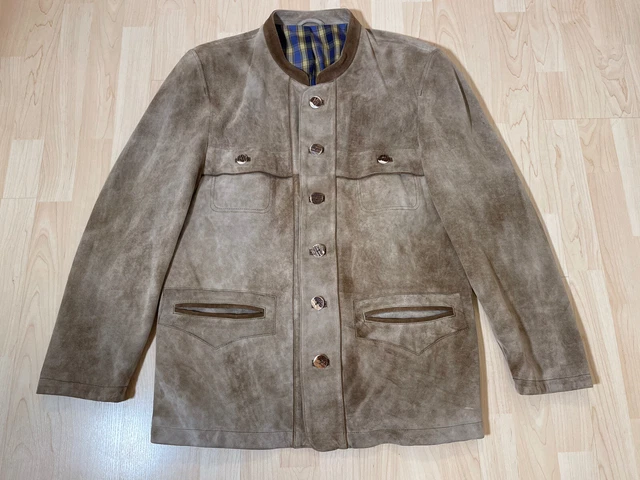 Meindl Herren Lederjacke Tracht 52 L XL Beige Braun Janker Sakko Jacke Jopperl