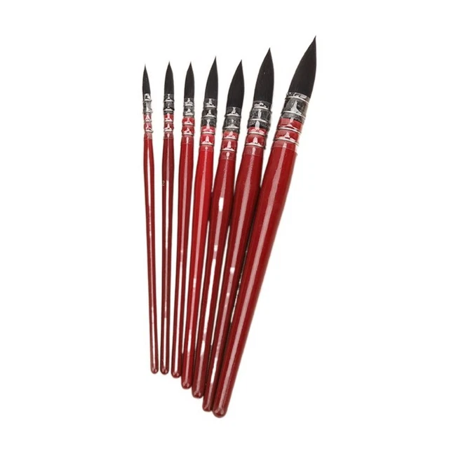RED WATERCOLOR PAINT Brushes Wood Nylon Wool Mop Paintbrushes For