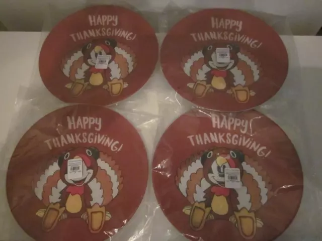 S/4 Pottery Barn Kids Disney Thanksgiving Turkey Mickey Mouse 9" Plates NIP NWT