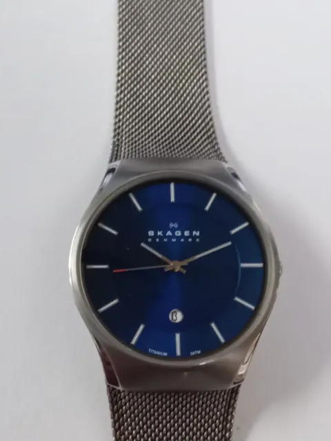 Skagen Titanium Blue Dial Analogue Men's Watch Excellent Condition