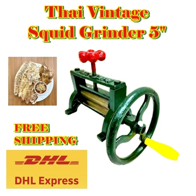 VINTAGE THAI HAND Cranked Dried Squid Grinder Cast Iron Brass Core