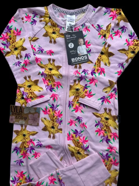 🦒 Size 2 • Bonds Giraffe Gigi Pink Wondersuit Zippy • BNWT