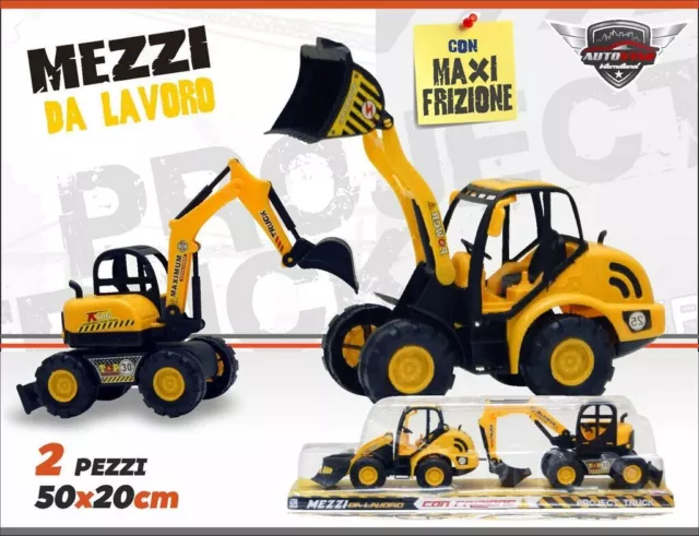 Mezzi Da Lavoro 2 Pezzi Con Maxi Frizione Gioco Giocattolo Bambini dfh