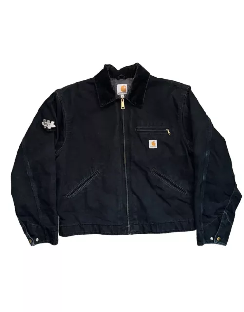 VTG L CARHARTT Detroit Blanket Lined Jacket J001 Black Usa Made Coat ...