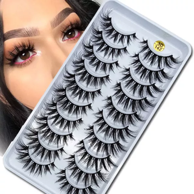 10 Pairs 3D Mink False Eyelashes Natural Wispy Cross Fluffy Extension Eye Lashes