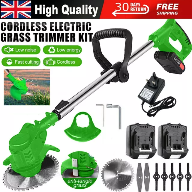 Cordless Strimmer Grass Trimmer Tree Cutter 21V Garden Edger Electric 2 Battery