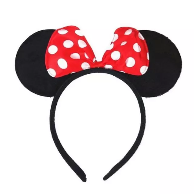 MICKEY MINNIE MOUSE EARS HEADBAND Bow Fancy Dress Ladies Kids Boys Girls