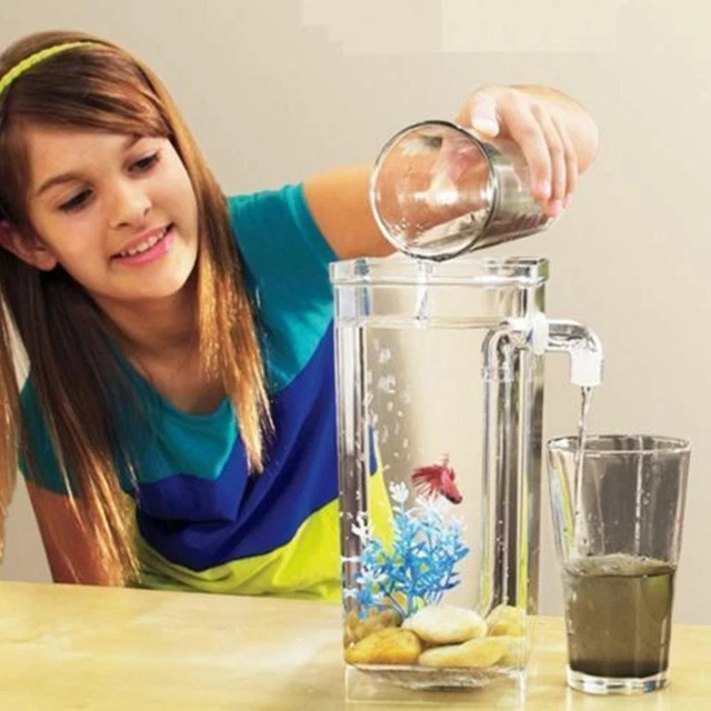 Kids Fish Tank Self Cleaning Small Desktop Fish Aquarium Easy. Clean LED F5Q7