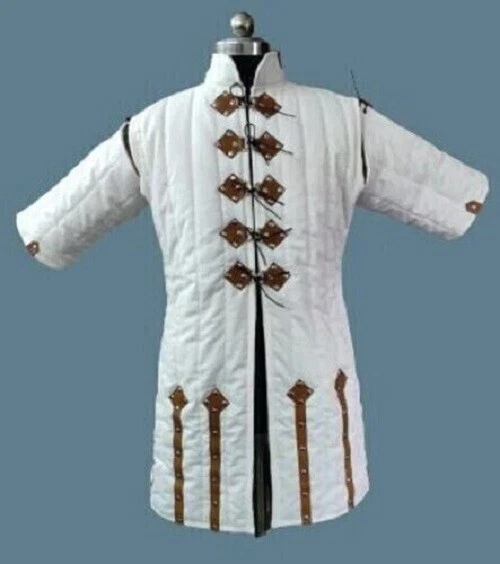 Medieval Padded Gambeson White Color Fancy Style Costume
