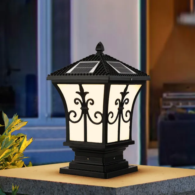 6×Solar Powered Outdoor LED Pillar Light Post Light Garden Lawn Decor Lamp Black