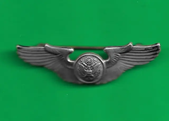 Vintage Wwii Us Army Air Corps Navigator's Wings .925 Sterling Silver Badge 2"