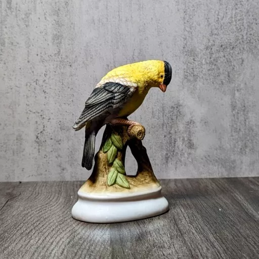 Vintage Lefton China Hand Painted Gold or Yellow Finch KW395 Bird Figurine