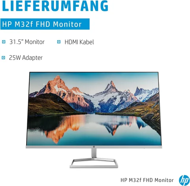 HP M32f Monitor - 31,5 Zoll Bildschirm, Full HD IPS Display, 75Hz, 7ms Reaktions