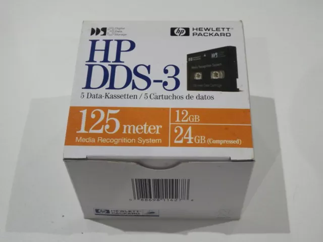 Box of 5 x HP DDS3/DDS-3 DAT Data Tapes/Cartridges 4mm 12/24GB C1517A NEW