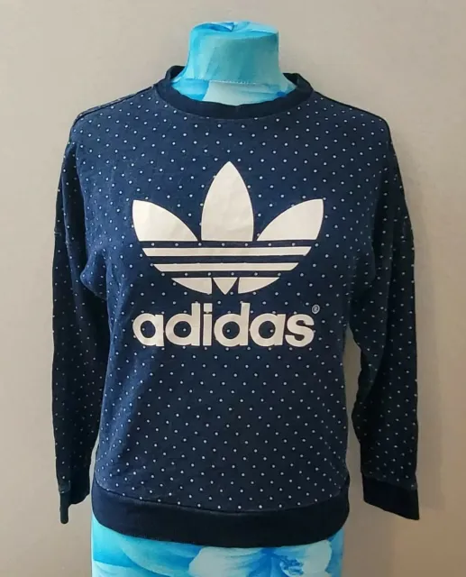 Adidas Originals Denim Spotty Sweatshirt Jumper 8uk 10/11yrs girls womens 7