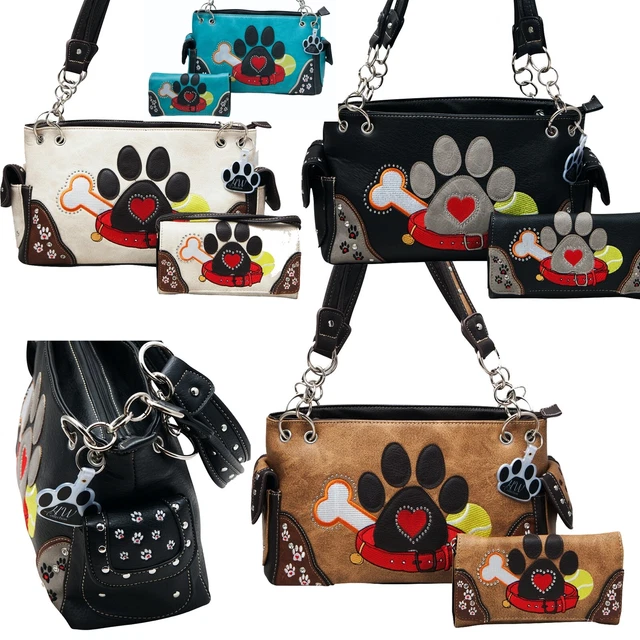 DOG PAW PRINT Handbag Western Carry Concealed Shoulder Purse Wallet Bag