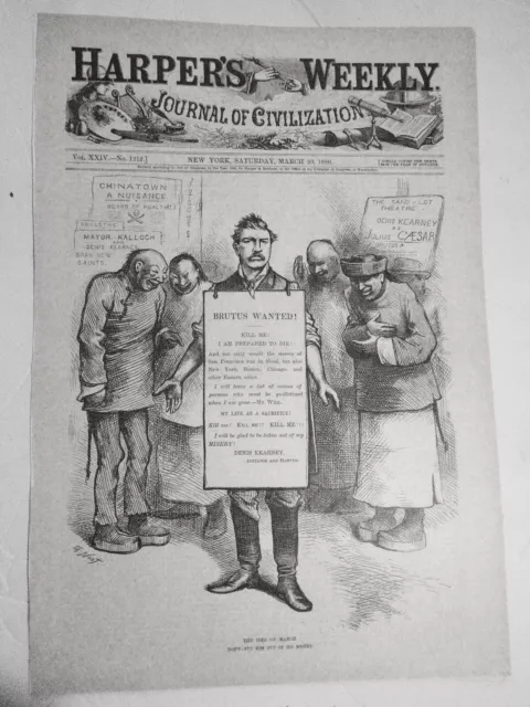 " The Ides De Marche " Par Thomas Nast. Harper's Hebdomadaire,20,1880. Original