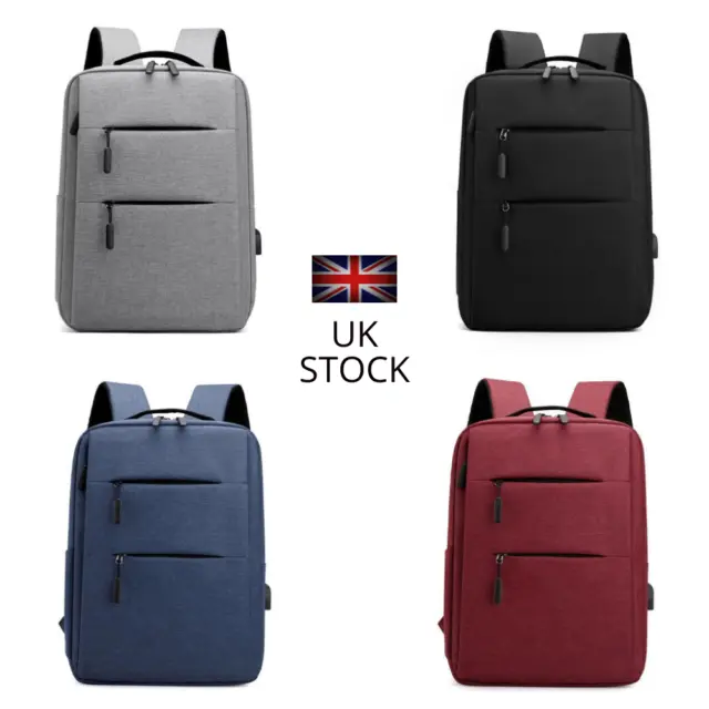 Laptop backpack double zip fits 15.6 inch USB charging Anti Theft 4 colours