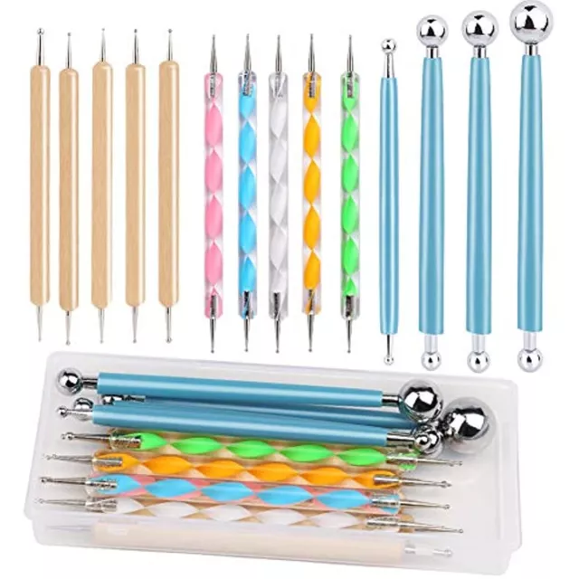 14 PCS Dotting Tool Ball Styluses with Box, Nail Art Tools Set Rock Painting Kit