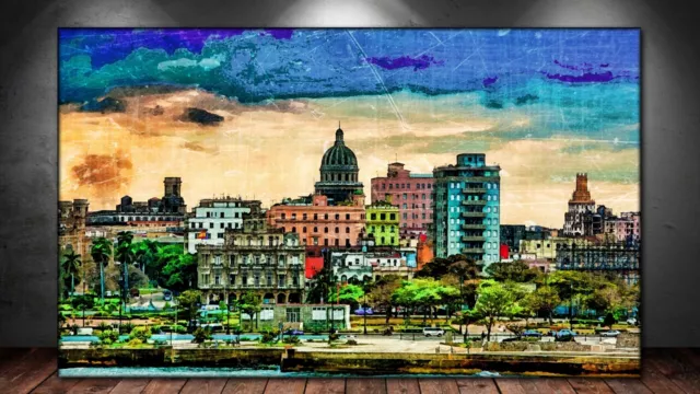 Leinwand Bild Er Xxl Pop Art Kuba Havanna City Architektur Bunt Abstrakt Poster