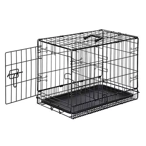 amazon Basics Single Door Folding Metal Dog Crate  With Tray 22 x 13 x 16 Inches