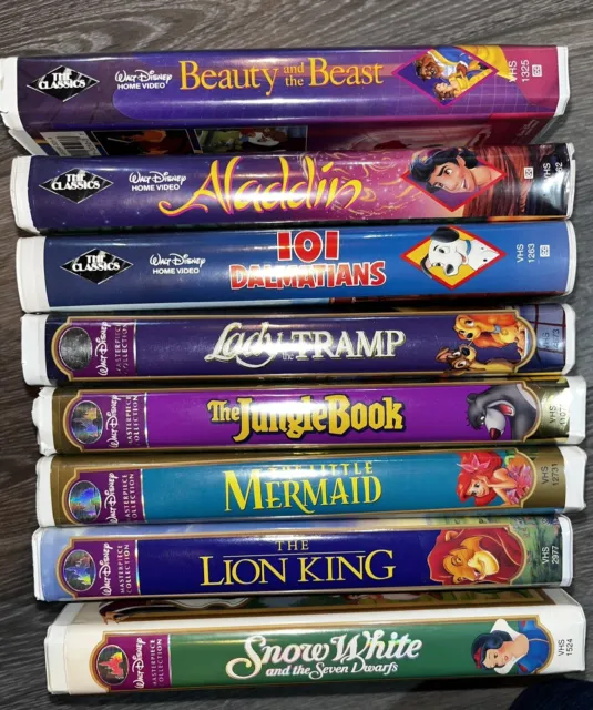 Disney VHS 8 Video Lot Vintage Aladdin/Snow White/Lion King & More!
