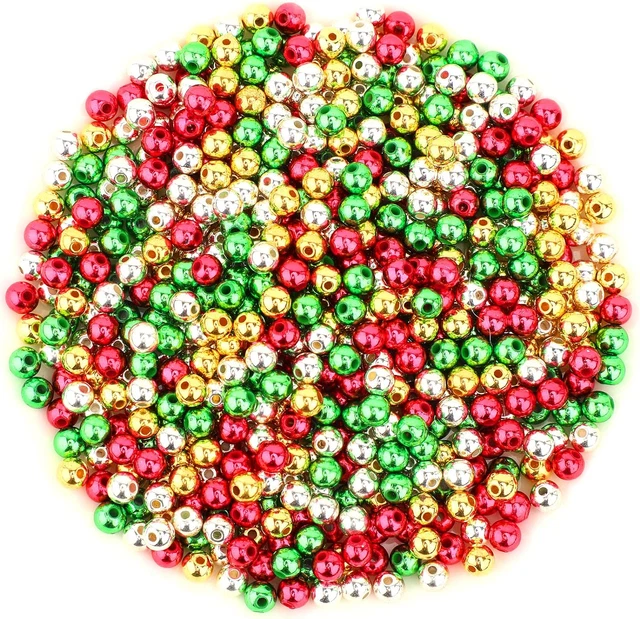 1500Pcs Christmas Beads for Jewelry Making Bracelet 6Mm round Small Spacer Beads