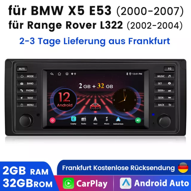 Für BMW E39 X5 E53 Carplay Autoradio GPS Navi Sat AUX FM WIFI BT Android12 2+32G