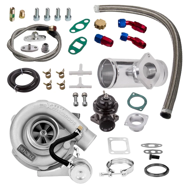 T3/T4 T04E Turbocharger 1.5L-2.5L 400+HP V-Band + Oil Return + Feed Line Kit+BOV