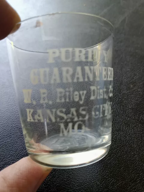 Kansas City MO Pre Prohibition  Shot Glass W. R. Riley Dist Co