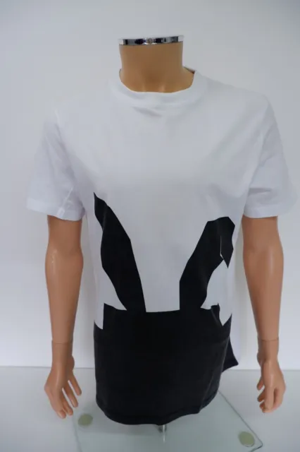 T-shirt top da uomo MCQ Alexander McQueen taglia XL bianca manica corta stampata