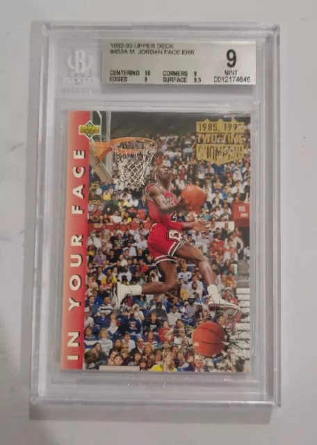 Michael Jordan 92-93 Upper Deck Card in your face #453 ERROR bgs 9