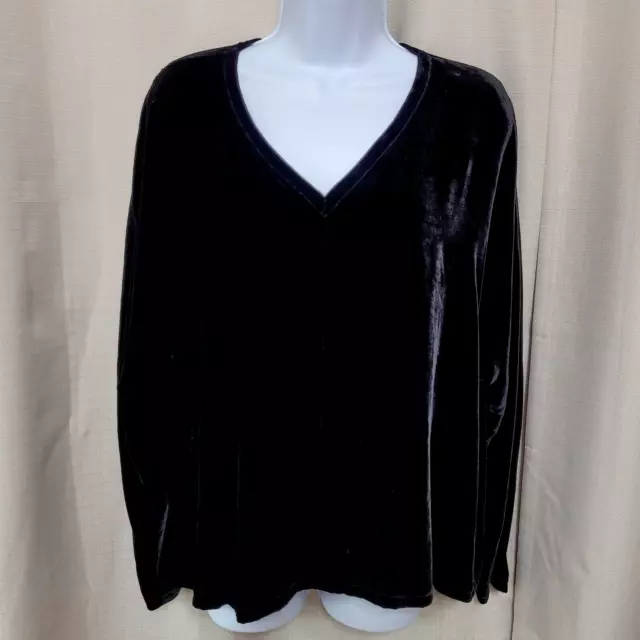 Eileen Fisher Dolman Sleeve Velvet V-Neck Top Women's Size Medium Silk Blend NWT