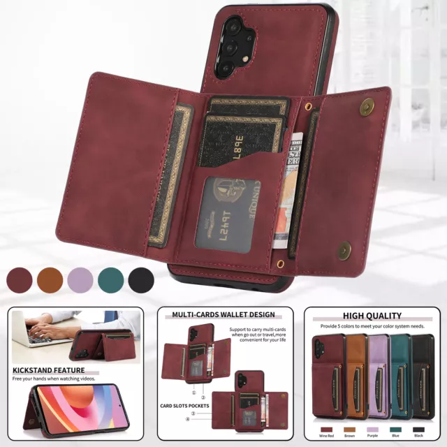 Fr Samsung Galaxy S23 Ultra S22 A13 5G Card Holder Wallet PU Leather Case Cover