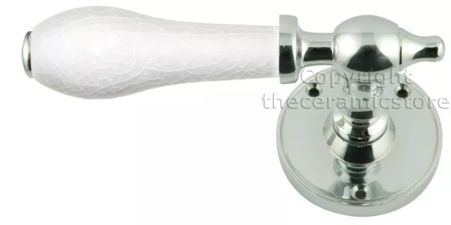 PORCELAIN Lever Door Handle On Polished Chrome Rose CHOICE OF PORCELAIN