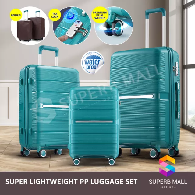 3PCS Luggage Suitcase Trolley Set TSA Lock Travel Carry On Hard Case Organizer