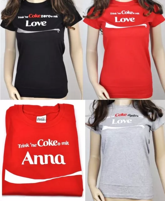 Coca-Cola Coke Damen T-shirts Vornamen Namen Love Mama Oma Mami Prinzessin