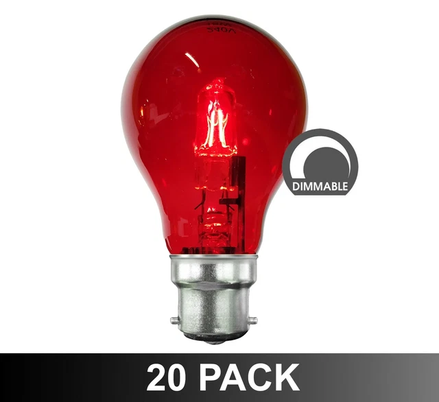 20 X RED Coloured Party / Festoon Light Globes 18W = 25W B22