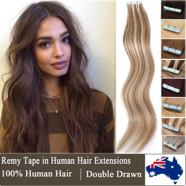 Invisible Tape In Real Remy Human Hair Extensions Skin Weft Full Head Thick