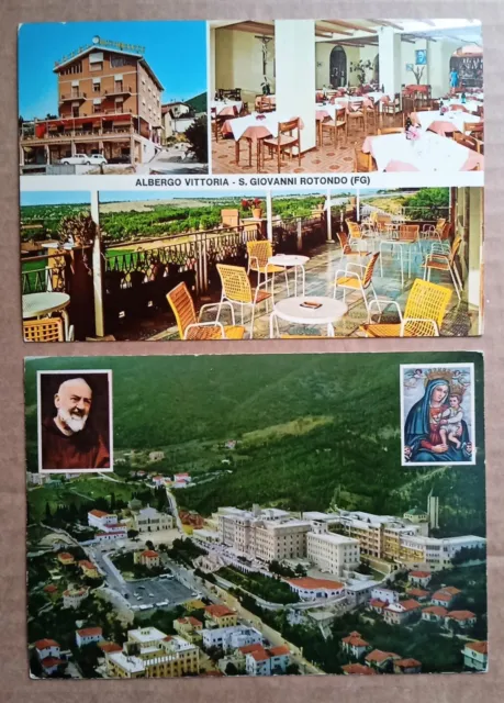 Lotto 2 cartoline S. Giovanni Rotondo Albergo Vittoria Padre Pio. Non viaggiate