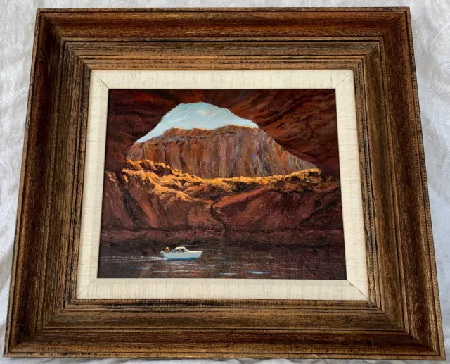 Original Plein Air Oil Painting Lucille Martin Listed NM Artist Lake Powell Boat