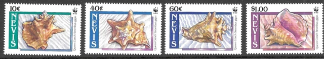 Nevis 1990 Queen/Pink Conch 4 x Values