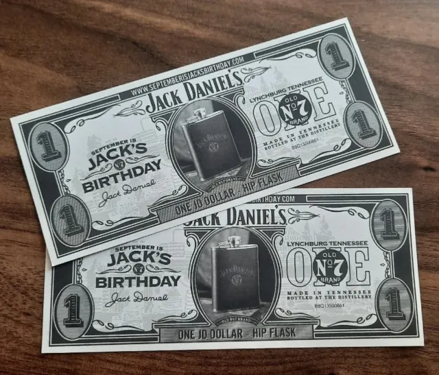 JACK DANIELS DOLLARS 2pk VINTAGE 2007 GREAT NOVELTY BIRTHDAY FATHERS DAY GIFT