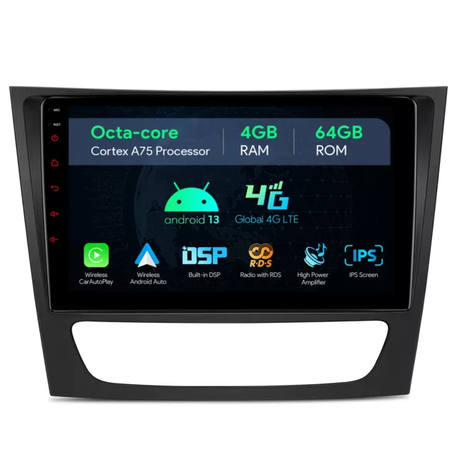 XTRONS 9" Android 13 Autoradio 8Core 4G LTE GPS für Mercedes-Benz W211 E200 E220