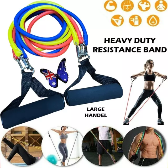 5x Yoga Strap Latex Resistance Bands Exercise Home Gym Tube Fitness Elastic New