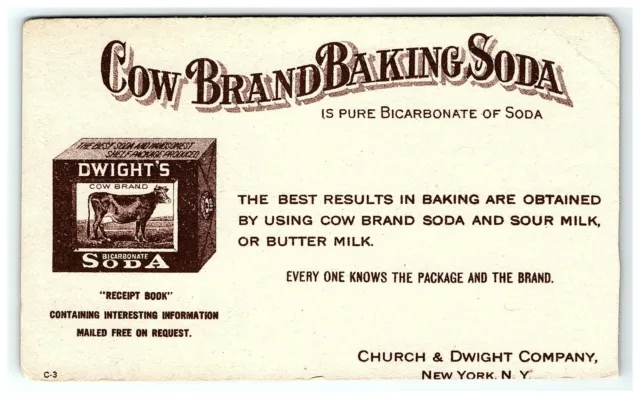 Baking Cow Blotter Brand Soda Church Ink Dwight's Old Vtg Ny Trading Advertising