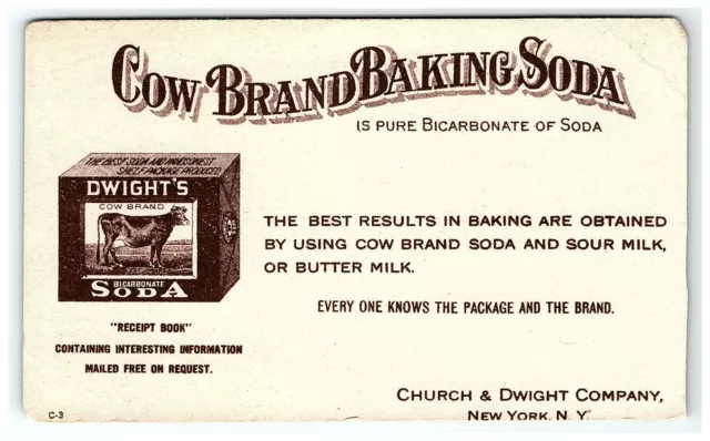 Baking Cow Blotter Brand Soda Church Ink Dwight's Old Vtg Ny Trading Advertising