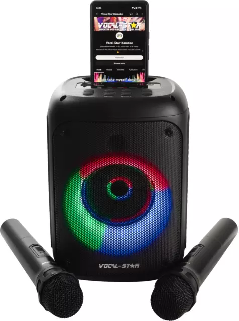 Vocal-Star VS-275 Karaoke Machine Inc Bluetooth, Led Light Effects 2 Mics XD696