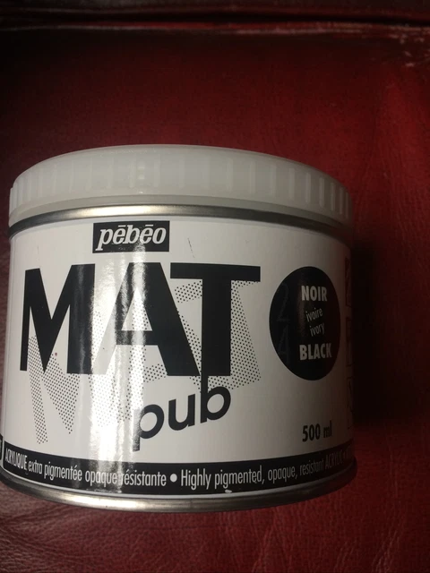 2x Pintura Opaca, Resistente 500 ml Acílica Altamente Pigmentada Negro Pebeo